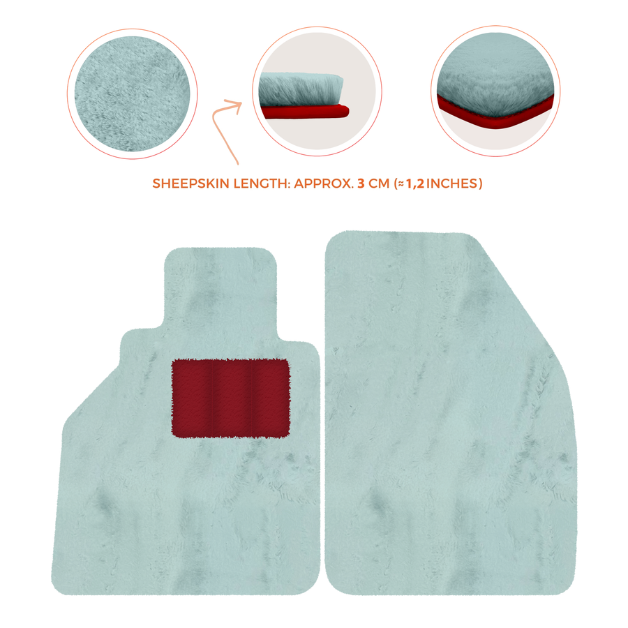 Tappetini in pelle di pecora per Porsche 986 Boxster (1996-2004) - Lunghezza della pelle di pecora, Varie opzioni di colore