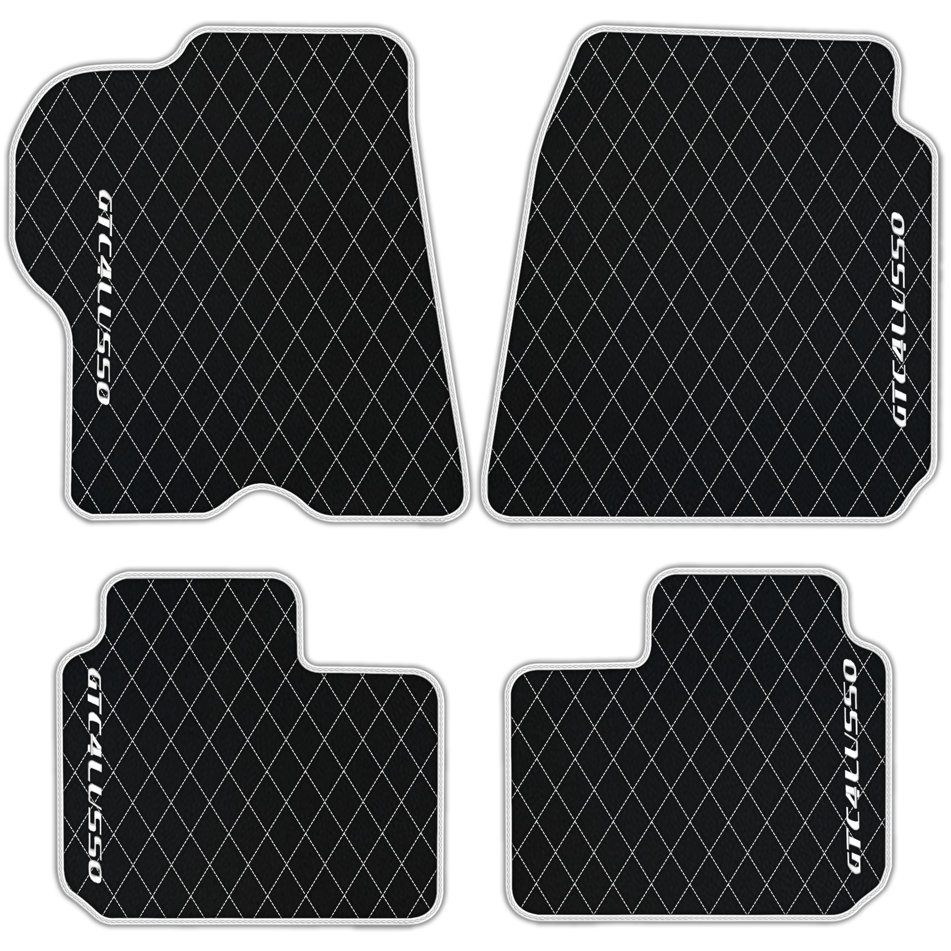 Luxury Black Leather Floor Mats for Ferrari Roma (2021-2024)