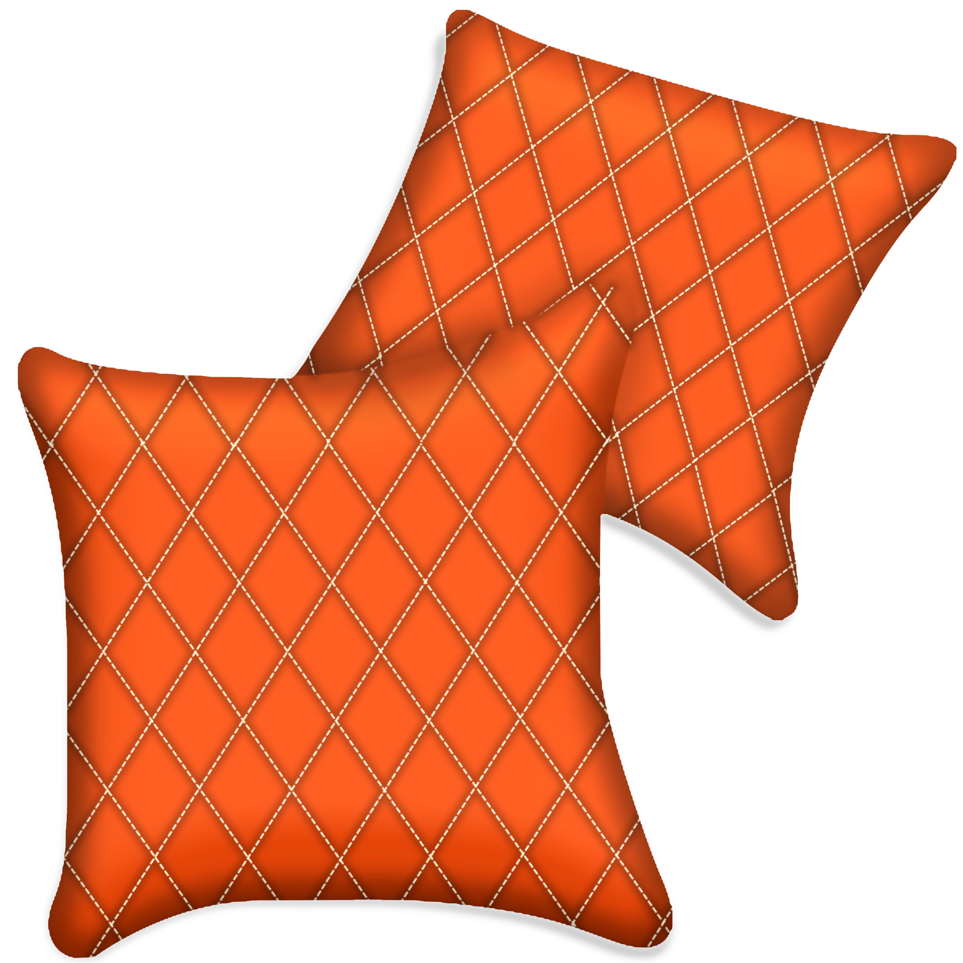Customizable Orange Leather Pillows Set of 2 for All Vehicles | Single Diamond Pattern