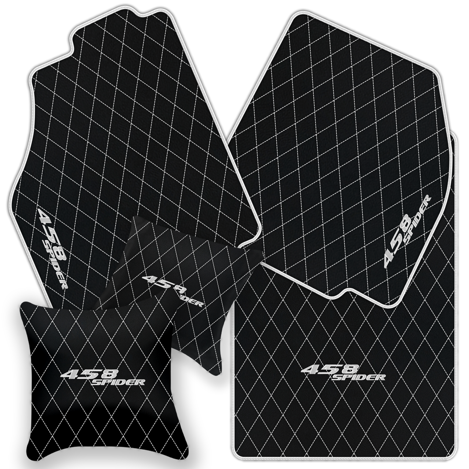 Black Leather Floor Mats for Ferrari 458 Spider (2012-2015) | Custom