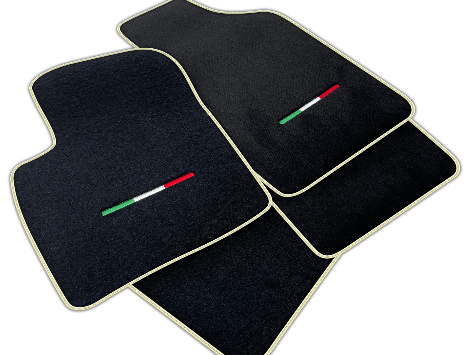 Italian Edition Black Floor Mats for Fiat 500c (2009-2014)