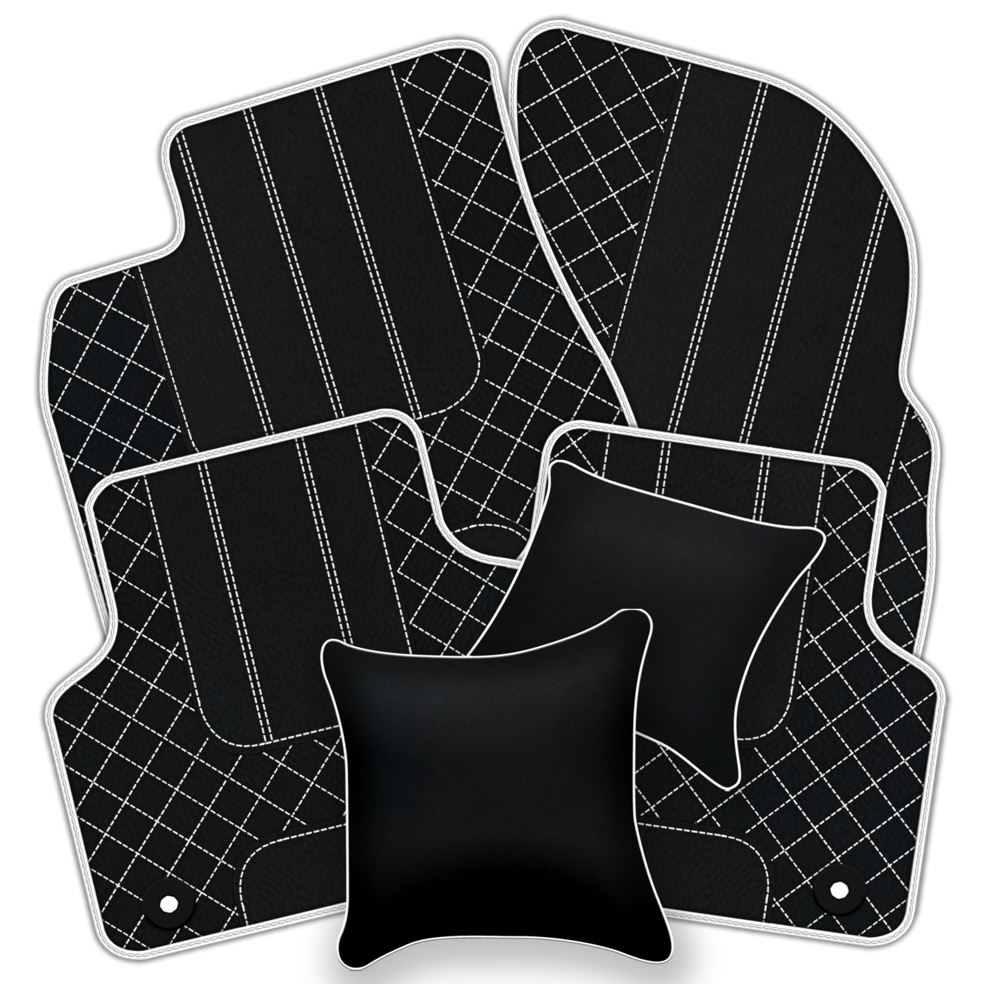 Premium Black Leather Floor Mats for Rolls Royce Shadow (1965-1977)