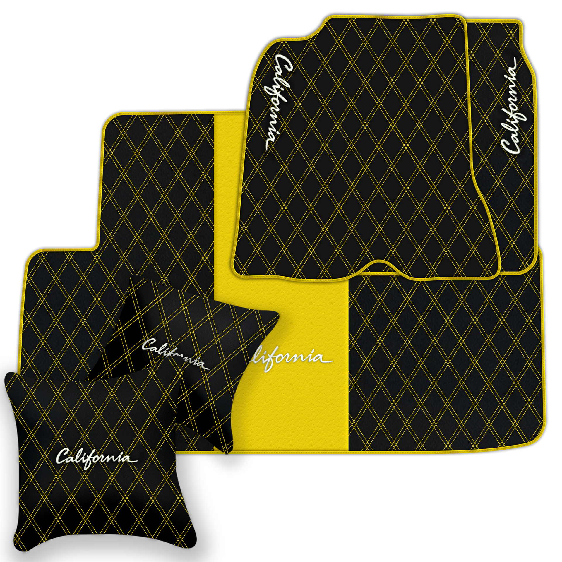 Orange Stitching Black Leather Floor Mats for Lamborghini Urus