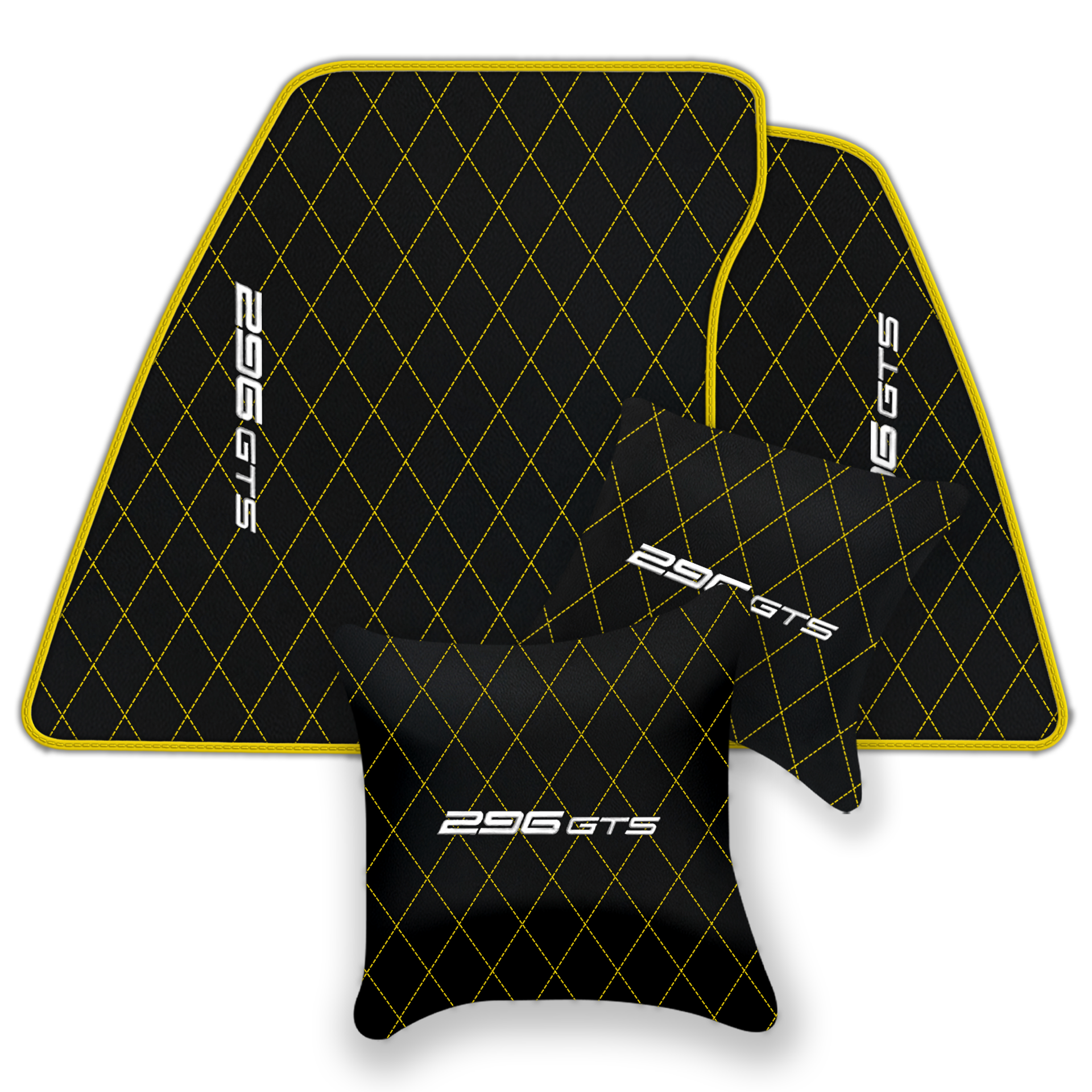 Ferrari 296 GTB Black Leather Floor Mats | Stylish & Durable