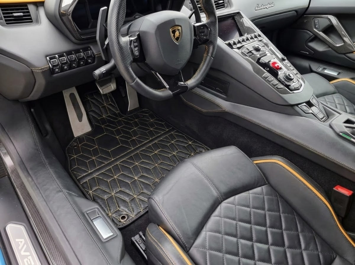 Tappetini per auto in pelle carbonio personalizzabili per Lamborghini Aventador SVJ Edizione Limitata