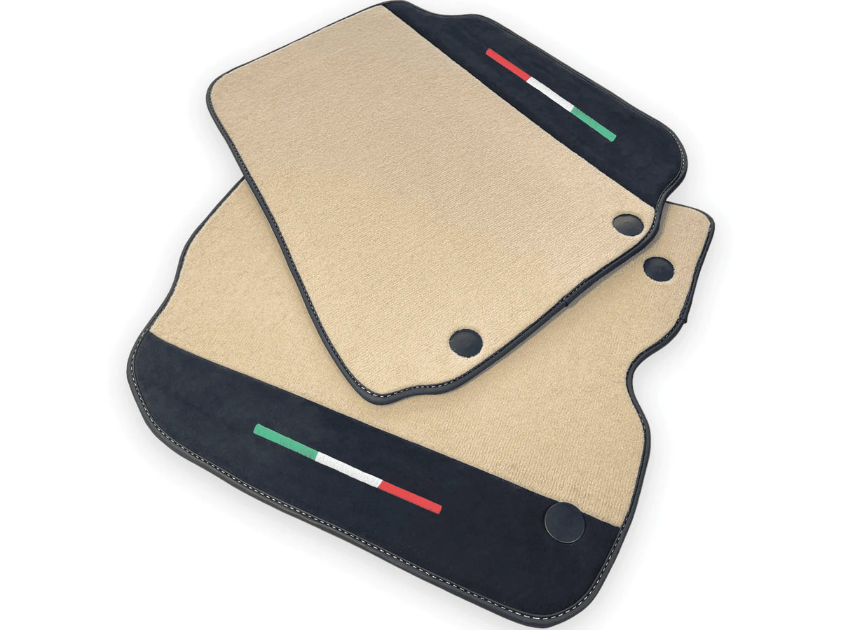 Beige Floor Mats For Ferrari F12 Berlinetta (2012-2022) With Alcantara Leather - AutoWin