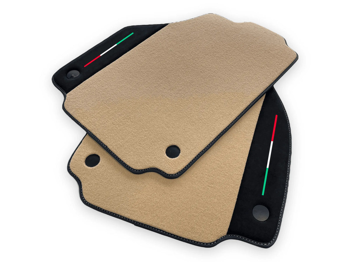 Beige Floor Mats For Ferrari F8 Spider 2019-2022 With Alcantara Leather - AutoWin