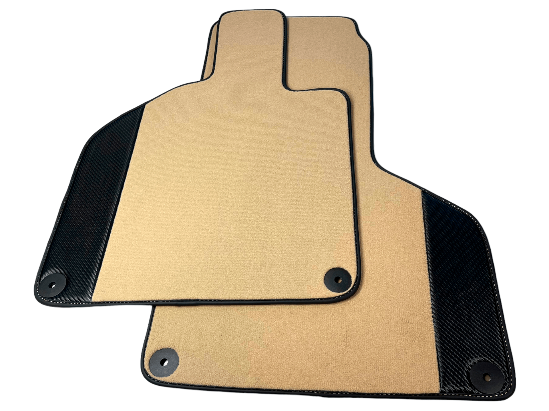 Custom Beige Floor Mats for Lamborghini Huracan with Carbon Fiber Leather