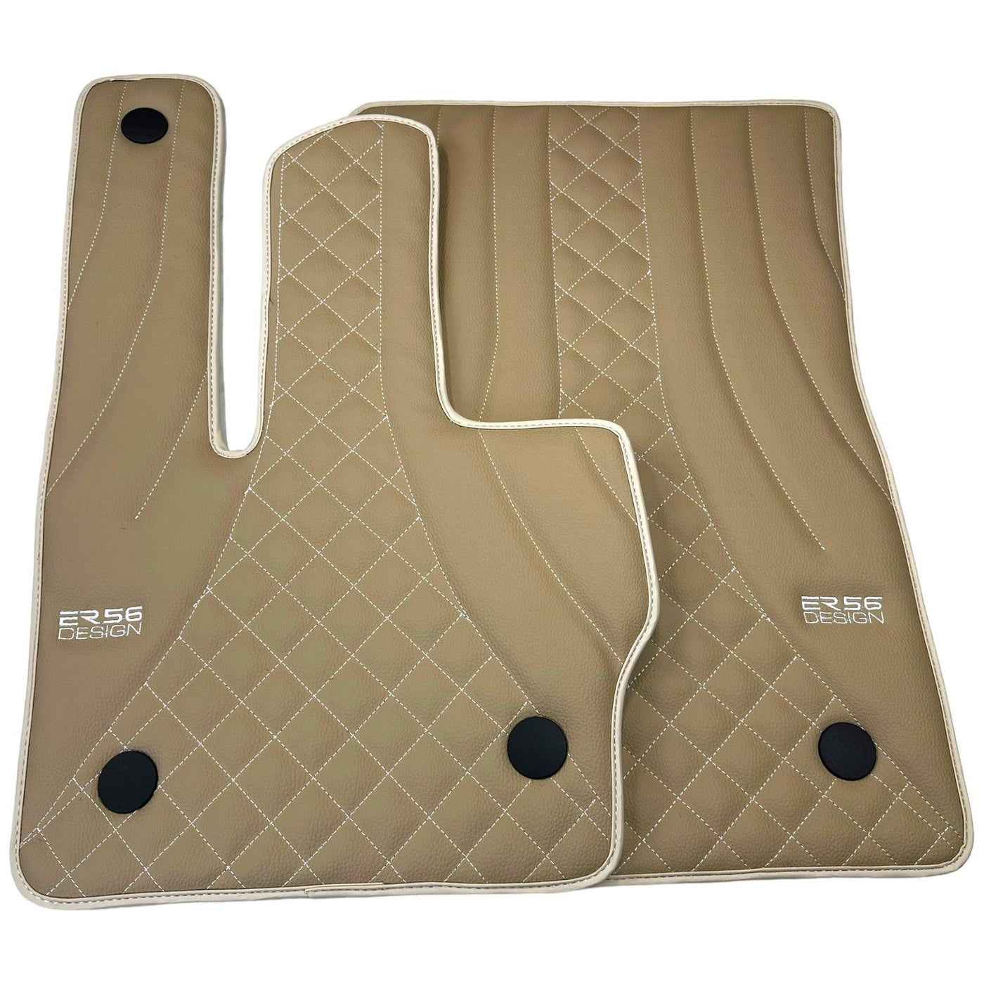 Beige Leather Floor Mats for Mercedes-Benz W463 (2018-2023) ER56 Design - AutoWin
