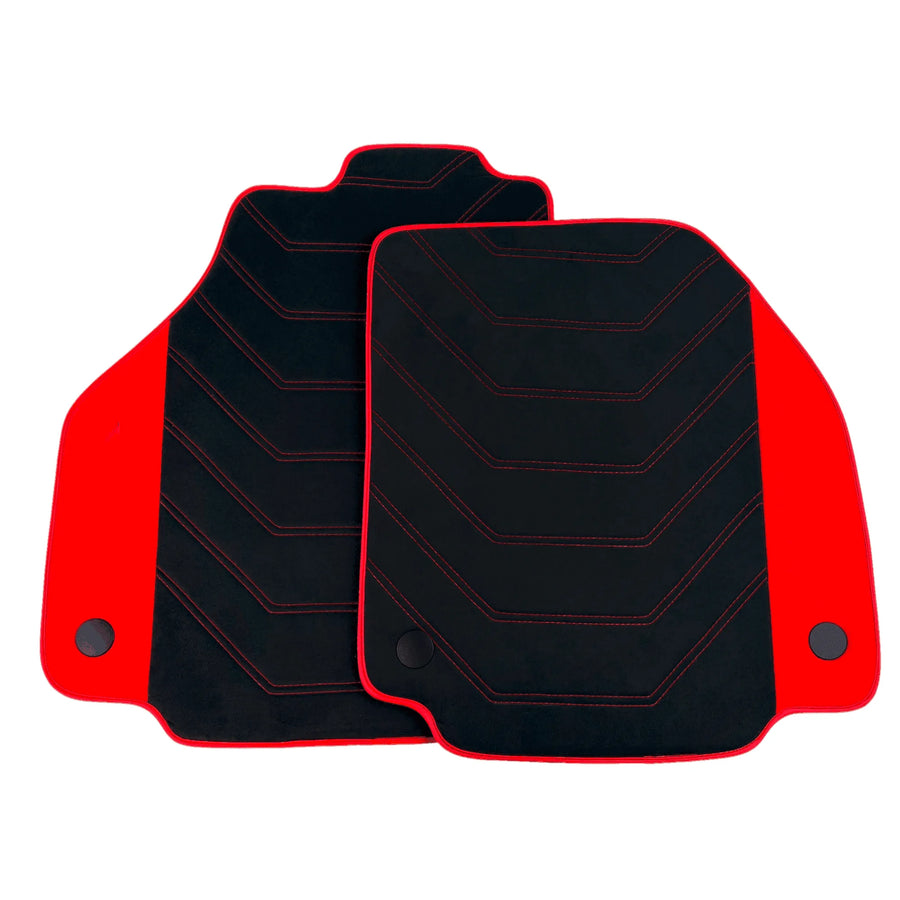 Tapis de sol en Alcantara noir pour Ferrari 488 GTB (2016-2022) avec accents en Alcantara rouge