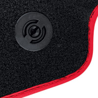 Black Alcantara Floor Mats for Ferrari F8 Spider (2019-2023) with Red Alcantara Accents