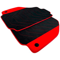 Black Alcantara Floor Mats for Ferrari F8 Spider (2019-2023) with Red Alcantara Accents