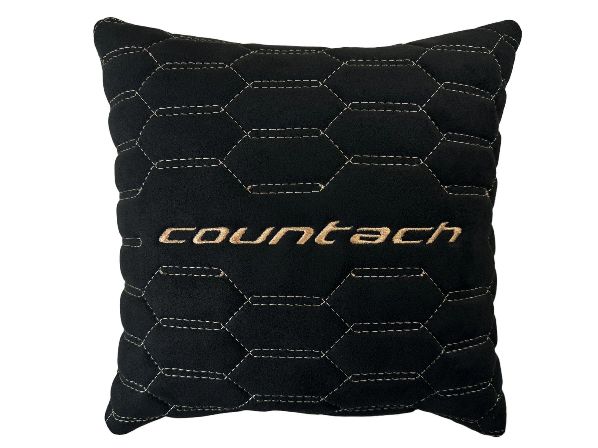 Black Alcantara Leather Pillows Countach Set of 2 Tan Sewing - AutoWin