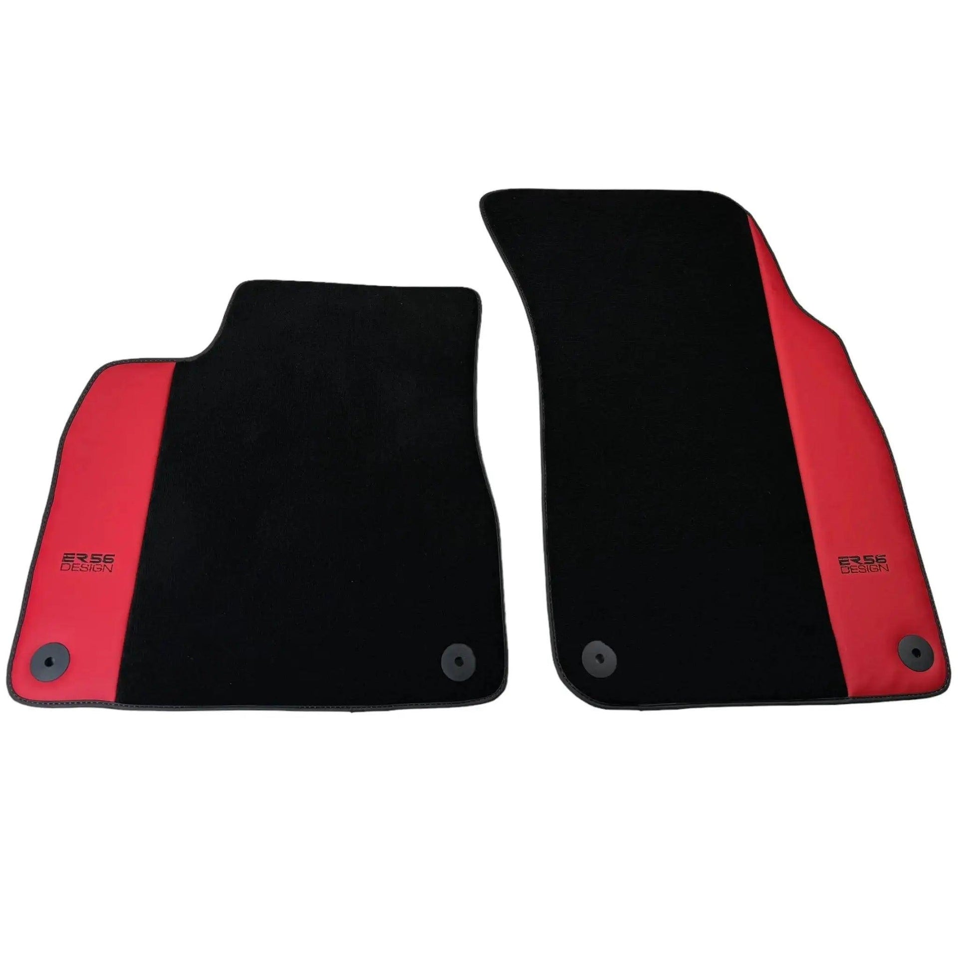 Black Floor Mats for Audi Q8 (2018-2023) with Red Leather | ER56 Design - AutoWin