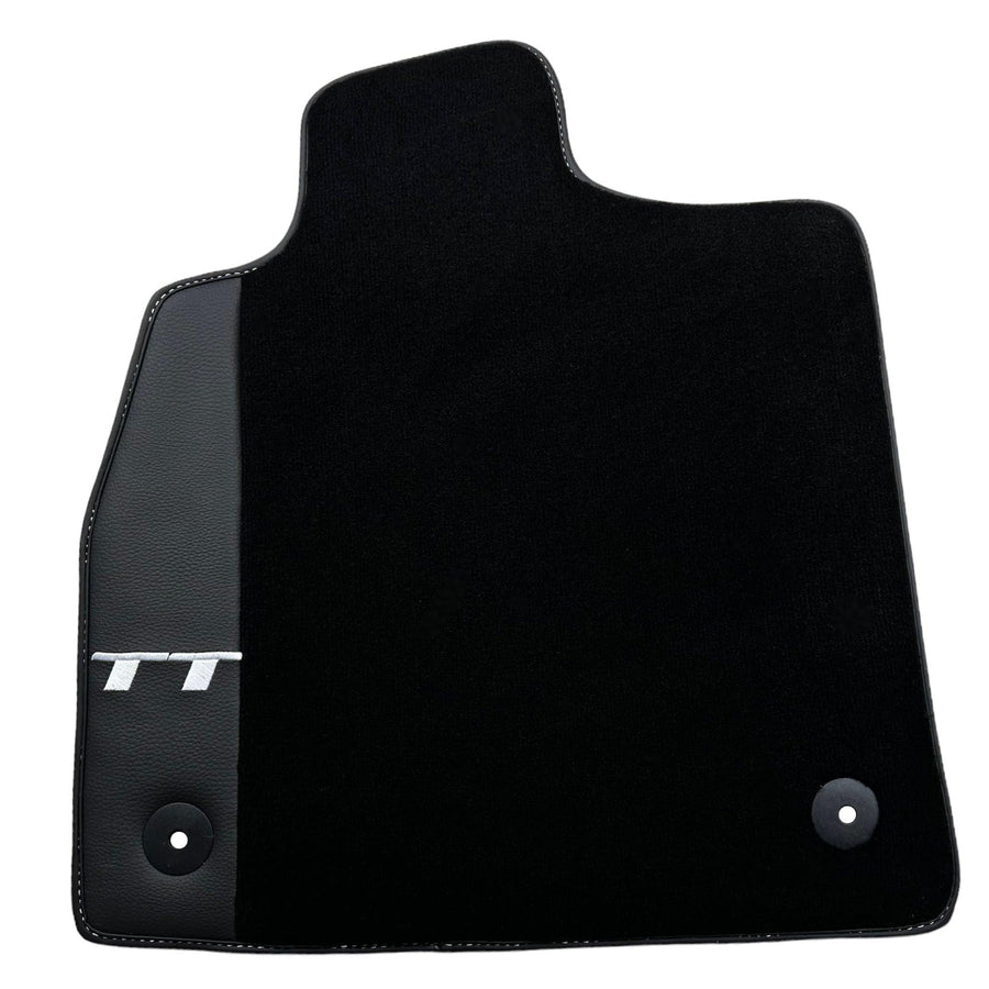 Black Floor Mats for Audi TT MK2 Convertible (2006-2014) with Leather - AutoWin