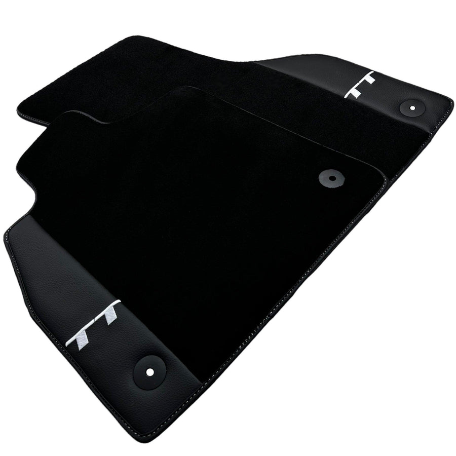 Black Floor Mats for Audi TT MK3 Coupe (2019-2023) with Leather - AutoWin