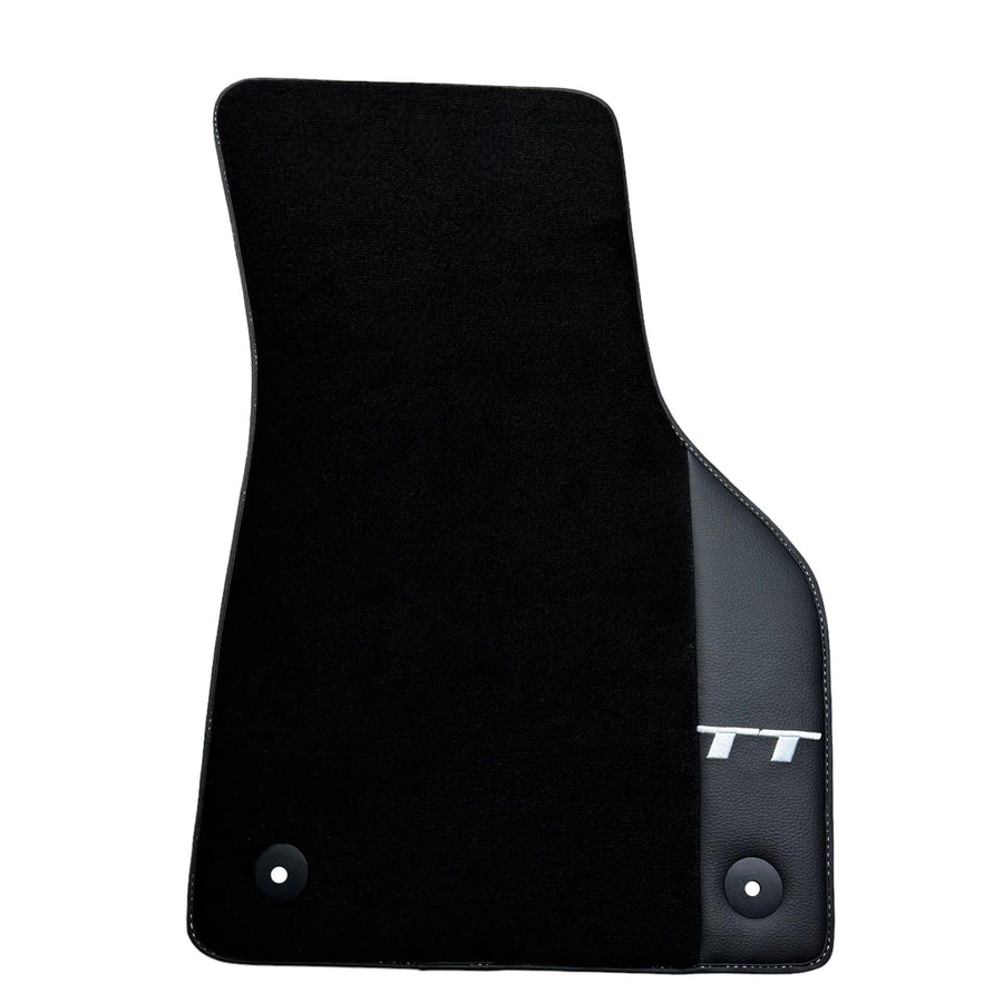 Black Floor Mats for Audi TT MK3 Coupe (2019-2023) with Leather - AutoWin