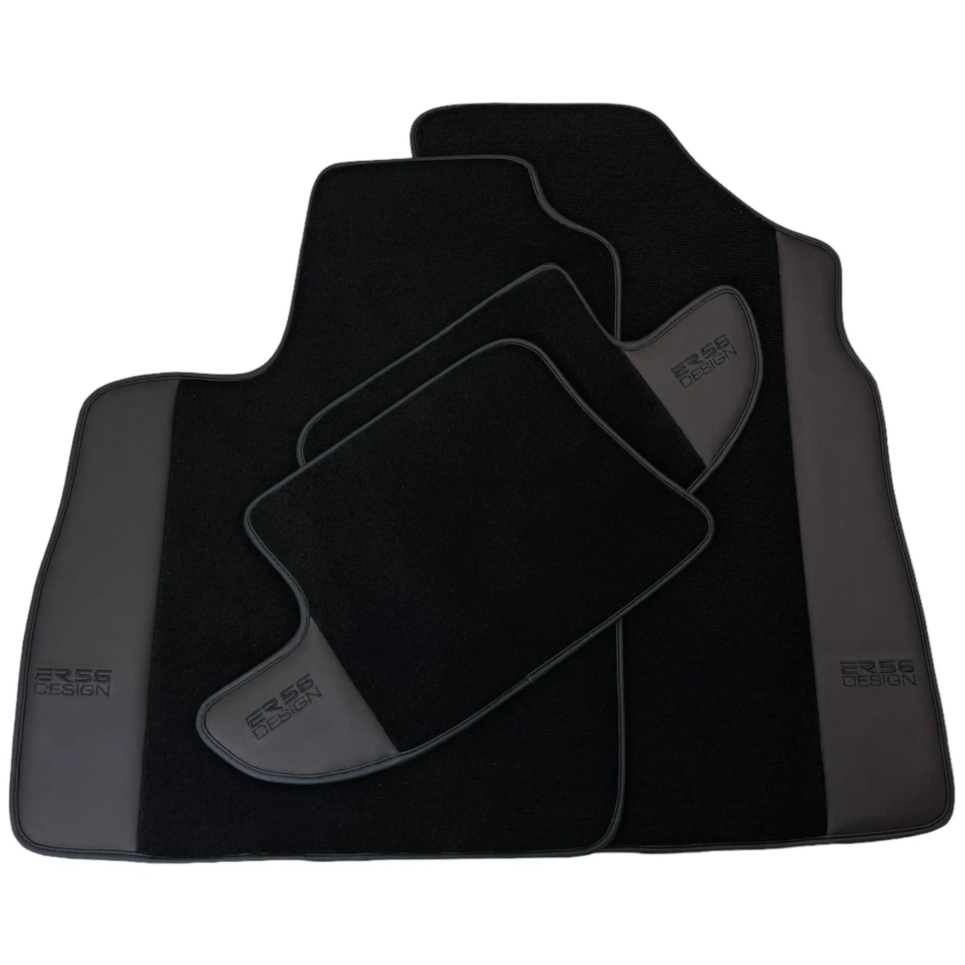 Black Floor Mats for Bentley Continental GT (2003–2011) with Dark Brown Leather | ER56 Design - AutoWin