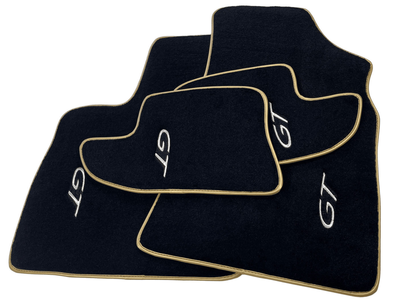 Black Floor Mats For Bentley Continental GT (2011–2018) With Gold Color Trim - AutoWin