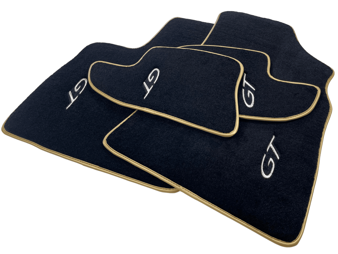 Black Floor Mats For Bentley Continental GTC (2006–2011) With Gold Color Trim - AutoWin