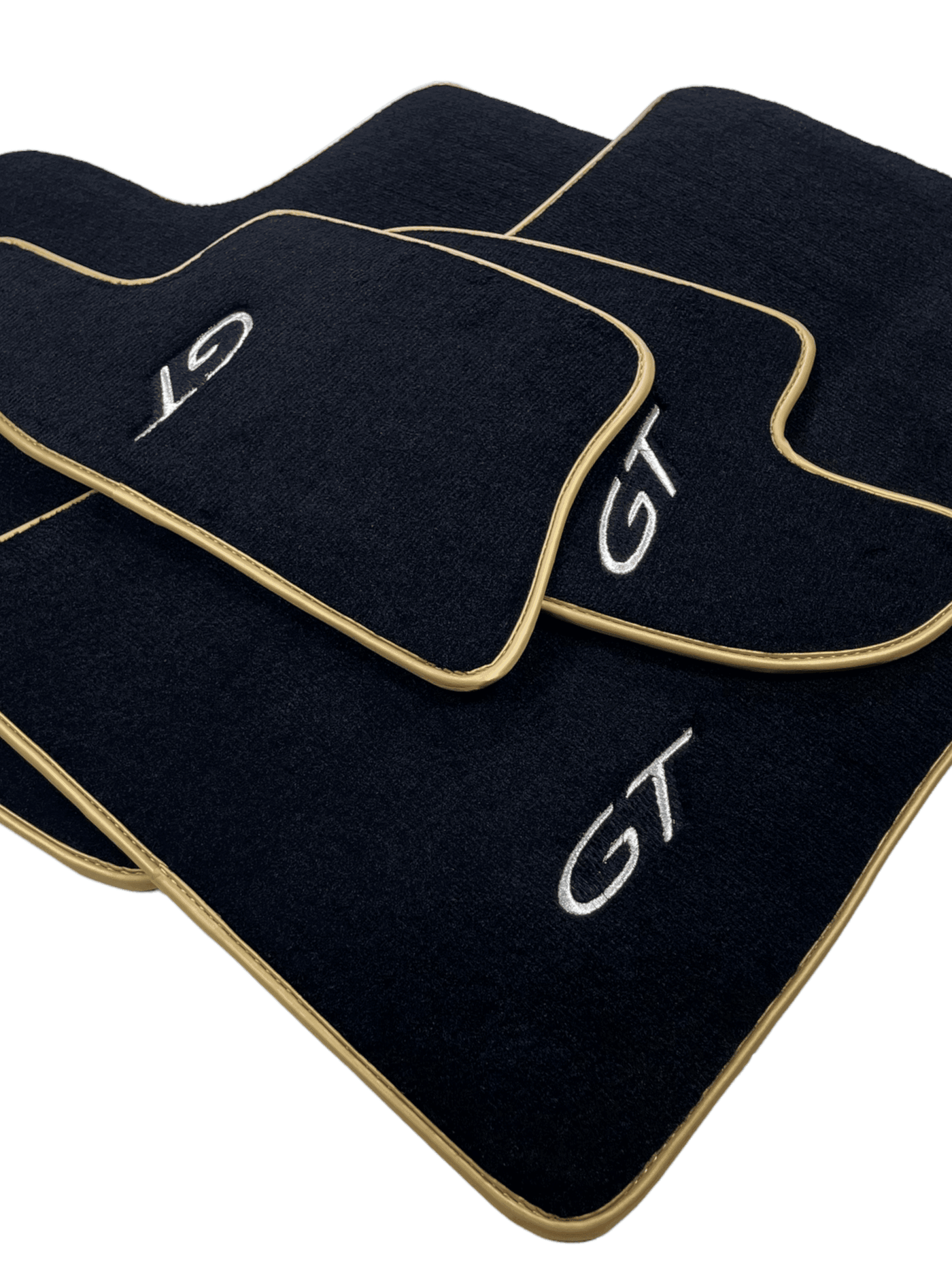 Black Floor Mats For Bentley Continental GTC (2006–2011) With Gold Color Trim - AutoWin