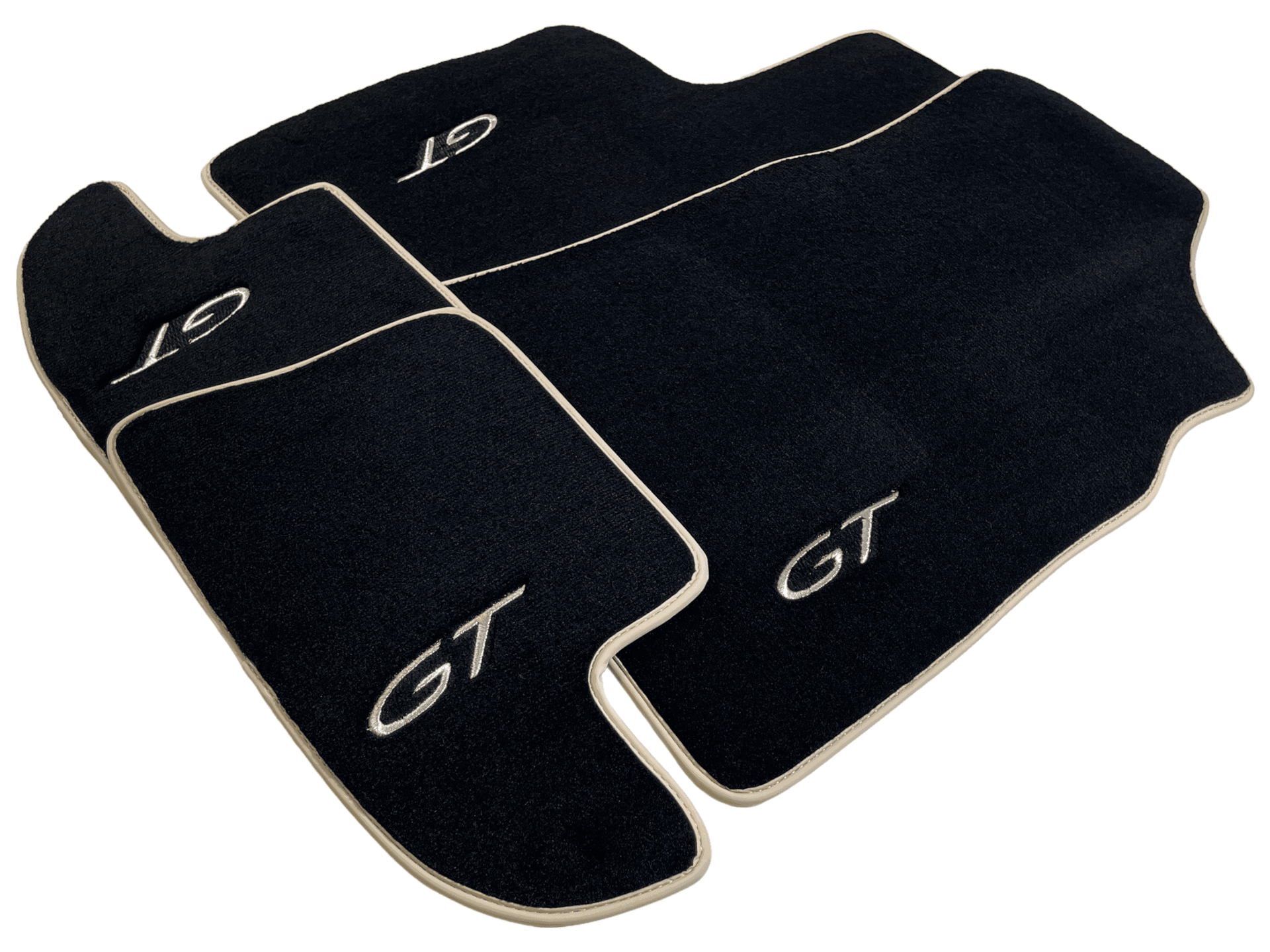 Black Floor Mats For Bentley Continental GTC (2011-2018) With Beige Trim - AutoWin
