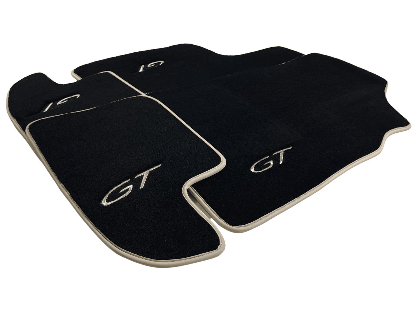 Black Floor Mats For Bentley Continental GTC (2011-2018) With Beige Trim - AutoWin