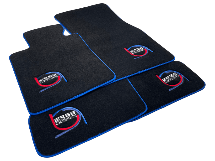 Black Floor Mats For BMW Gran Tourer F46 (2015-2022) 5 Seats ER56 Design Limited Edition Blue Trim - AutoWin