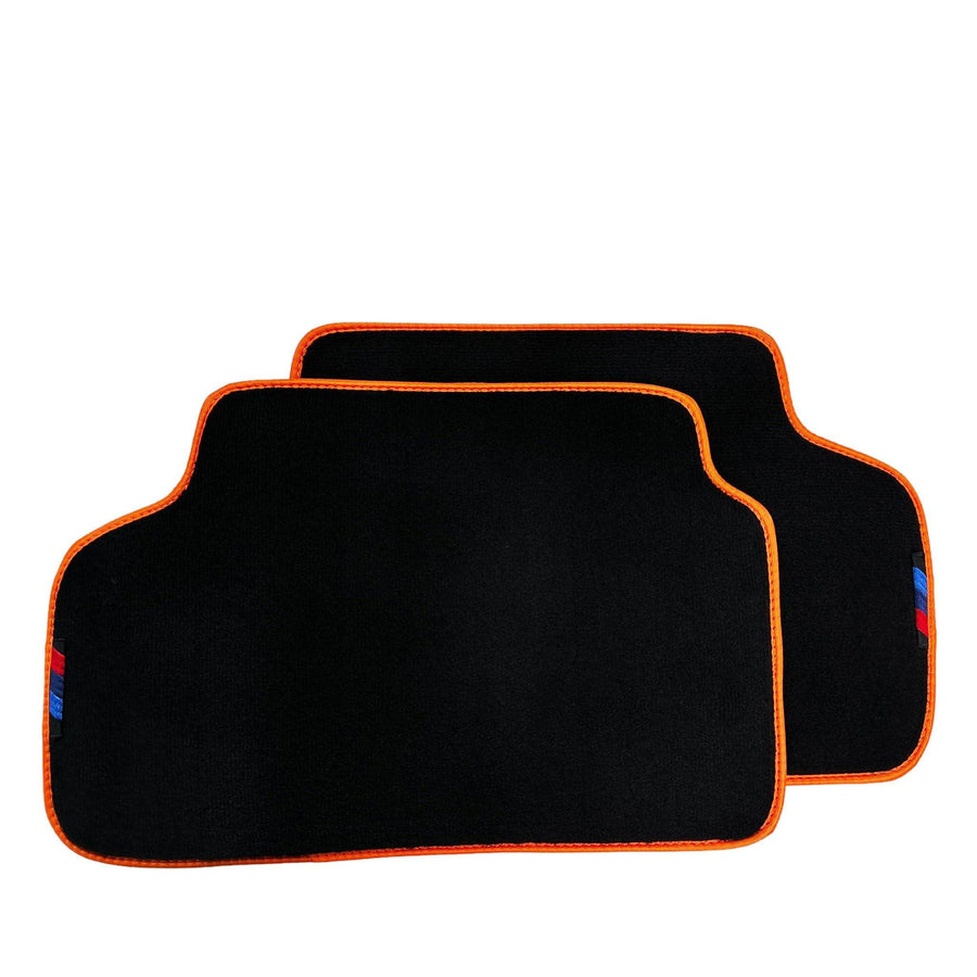 Black Floor Mats For BMW Gran Tourer F46 (2015-2022) 7 Seats | Orange Trim - AutoWin
