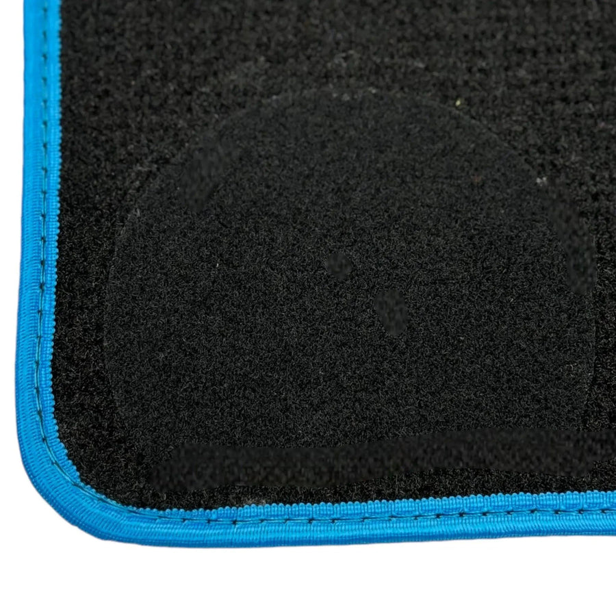 Black Floor Mats For BMW Gran Tourer F46 (2015-2022) 5 Seats | Sky Blue Trim - AutoWin