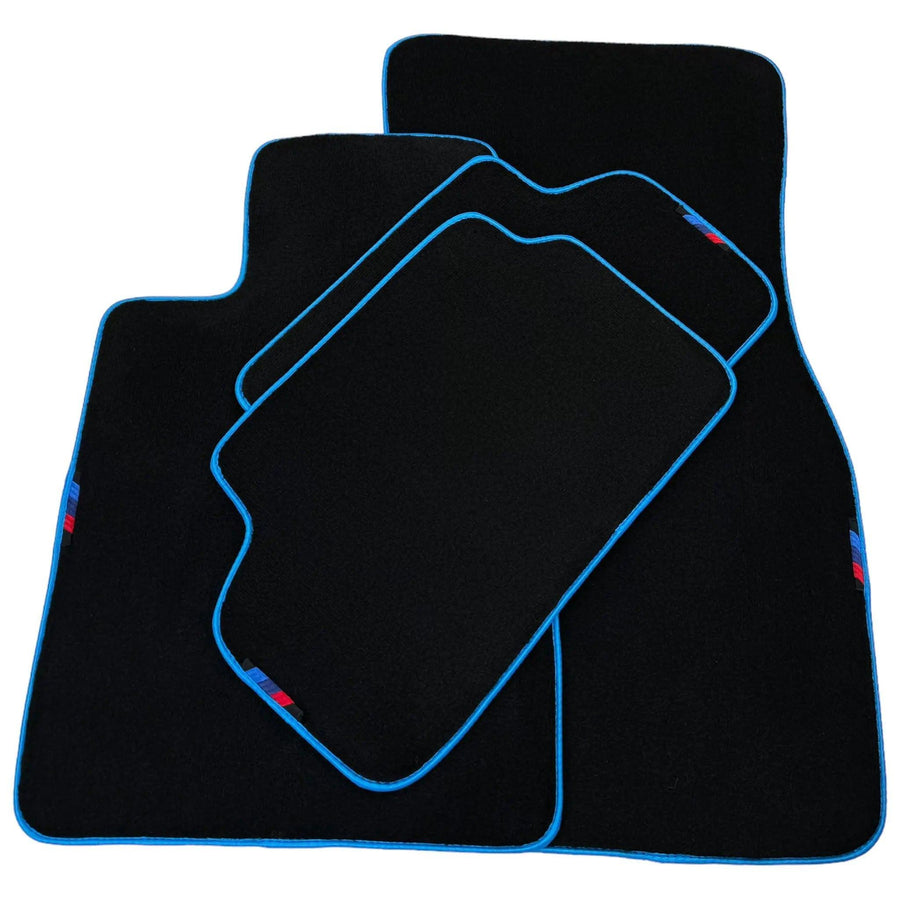 Black Floor Mats For BMW Gran Tourer F46 (2015-2022) 5 Seats | Sky Blue Trim - AutoWin