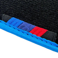 Black Floor Mats For BMW Gran Tourer F46 (2015-2022) 5 Seats | Sky Blue Trim - AutoWin