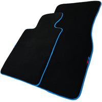 Black Floor Mats For BMW Gran Tourer F46 (2015-2022) 5 Seats | Sky Blue Trim - AutoWin