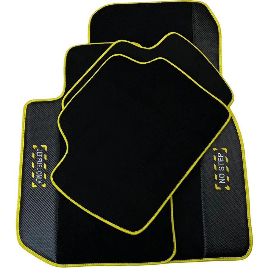 Black Floor Mats For BMW 8 Series G14 | Fighter Jet Edition | Yellow Trim AutoWin Brand - AutoWin