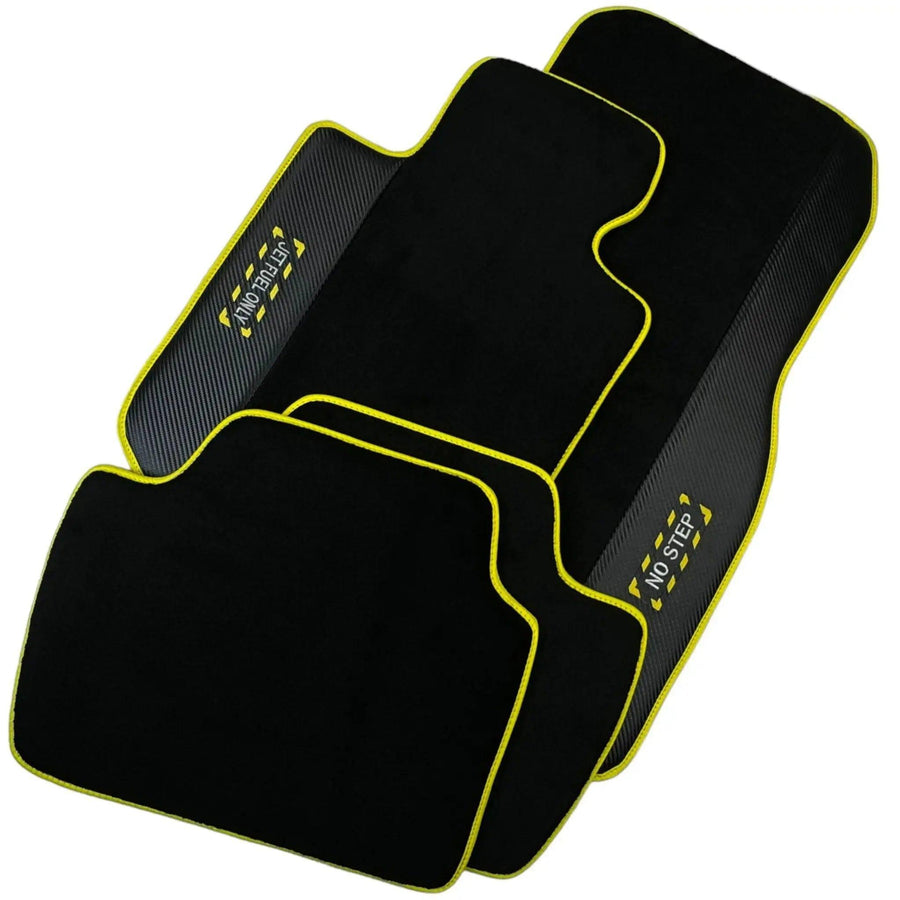 Black Floor Mats For BMW 8 Series G14 | Fighter Jet Edition | Yellow Trim AutoWin Brand - AutoWin