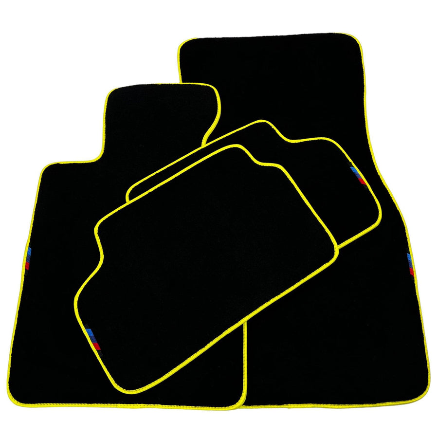 Black Floor Mats For BMW 1 Series | Yellow Trim - AutoWin