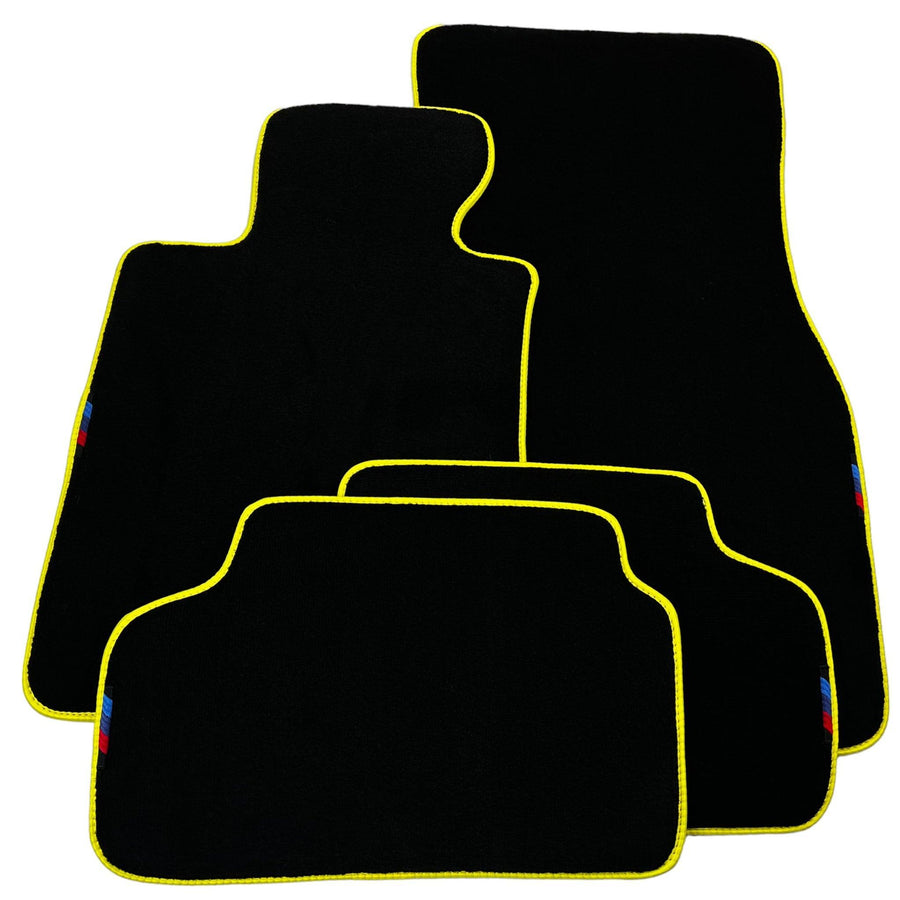 Black Floor Mats For BMW 1 Series | Yellow Trim - AutoWin