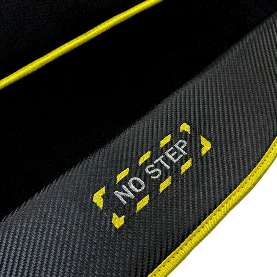 Black Floor Mats For BMW X4 Series F26 | Fighter Jet Edition | Yellow Trim - AutoWin