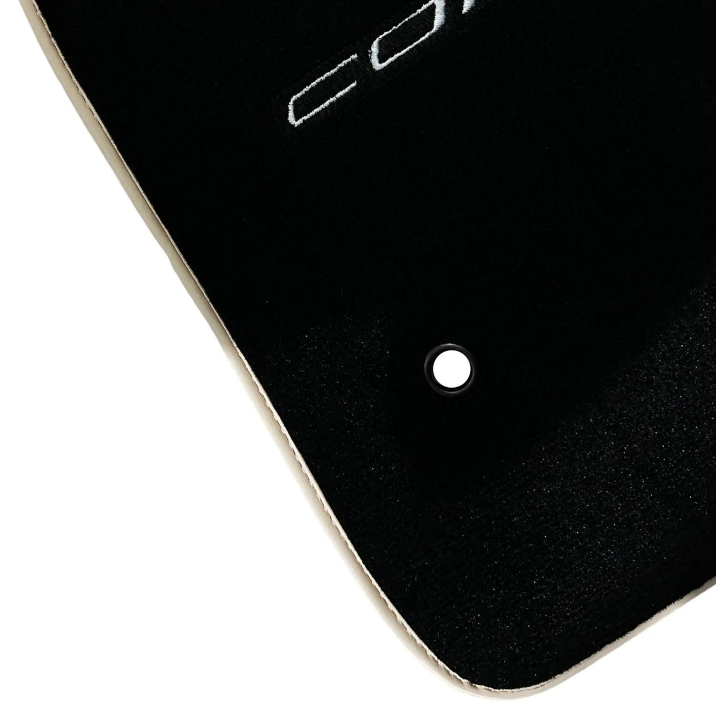 Black Floor Mats For Chevrolet Corvette C6 (2005-2013) with Beige Trim - AutoWin