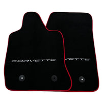 Black Floor Mats For Chevrolet Corvette C7 (2014-2019) | Red Trim - AutoWin