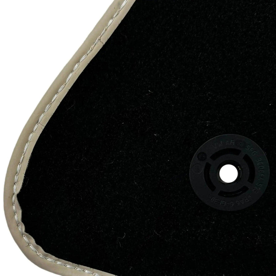 Black Floor Mats For Chevrolet Corvette C7 Targa Top (2014-2019) with Beige Trim - AutoWin