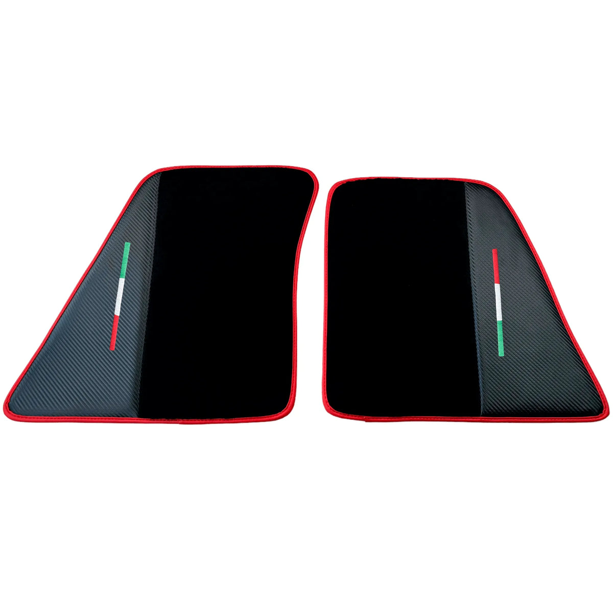 Black Floor Mats for Ferrari 296 GTB (2022-2027) with Carbon Fiber | Red Trim - AutoWin