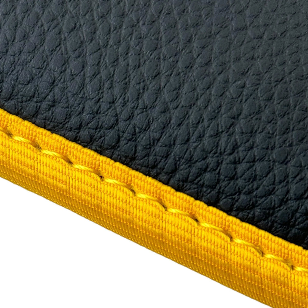 Black Floor Mats for Ferrari 296 GTB (2022-2027) with Leather and Yellow Trim