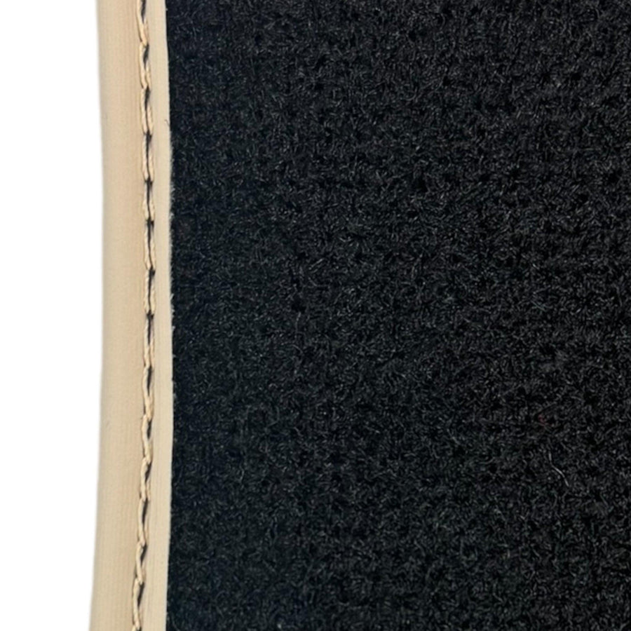 Black Floor Mats for Ferrari 296 GTS (2022-2024) with Leather and Beige Trim - AutoWin