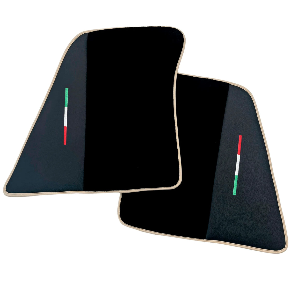 Black Floor Mats for Ferrari 296 GTS (2022-2027) with Leather and Beige Trim - AutoWin