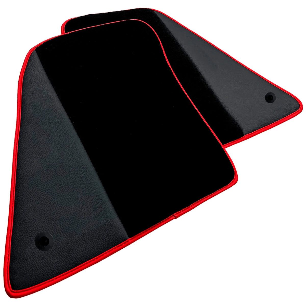 Black Floor Mats for Ferrari 296 GTS (2022-2027) with Leather and Red Trim - AutoWin