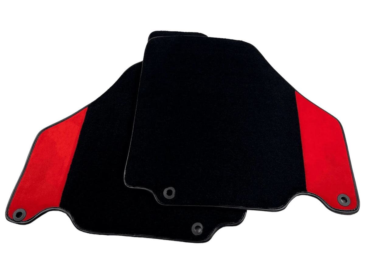 Black Floor Mats For Ferrari 360 Modena 1999-2005 With Red Alcantara Leather - AutoWin