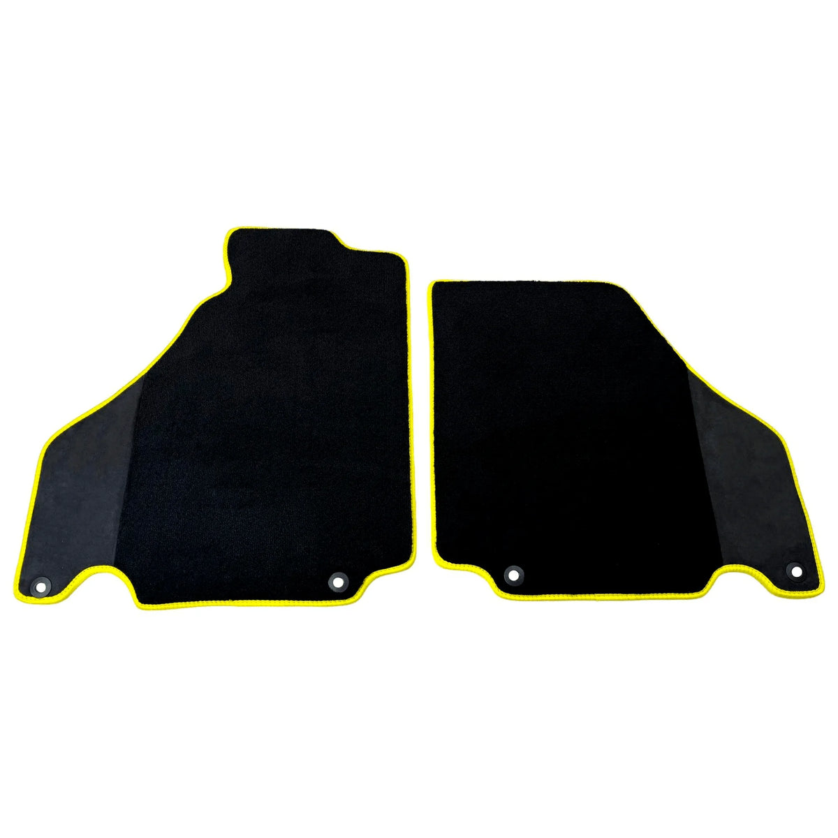 Black Floor Mats for Ferrari 360 Spider with Alcantara Leather | Yellow Trim - AutoWin