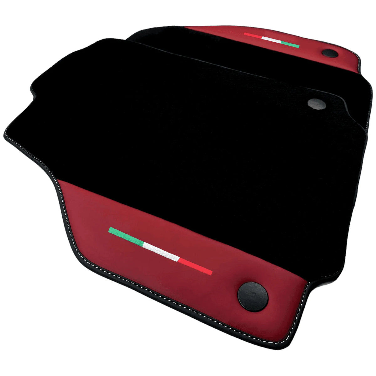 Black Floor Mats for Ferrari 458 GT2 (2012-2015) with Bordeaux Nappa Leather | Italian Edition