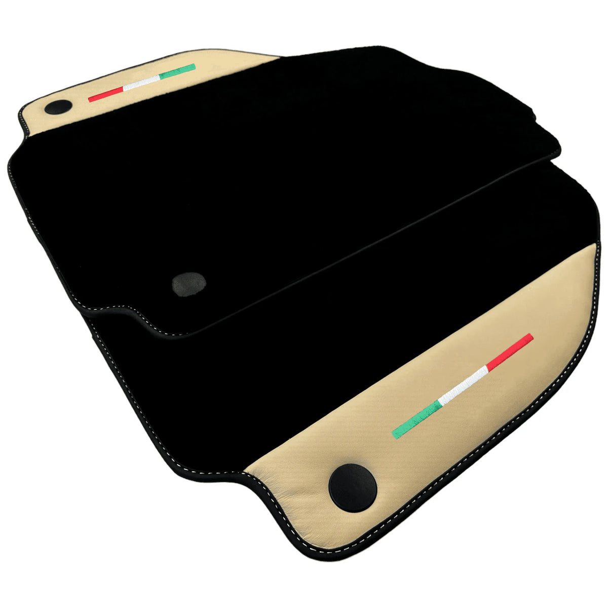 Black Floor Mats for Ferrari 458 GT2 (2012-2015) with Crema Nappa Leather | Italian Edition
